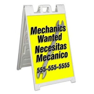 PHONE CUSTOMIZABLE MECHANICS Signicade 24x36 Aframe Sidewalk Sign Banner Decal - Picture 1 of 9