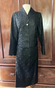 Henry A La Pensee schwarz Brokat 2-teiliges Kleid/Anzug Gr. M/L 1950er Jahre Schweißherzausschnitt - Bild 1 von 11