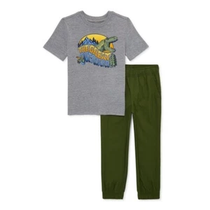 365 Kids Garanimals Boys Short Sleeve Tee and Joggers-2-Pc-Great Dino-Size 5-NWT - Picture 1 of 2