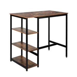 Levede High Bar Table Pub Industrial Storage Shelf Rustic Brown Kitchen 110X60CM - Picture 1 of 9