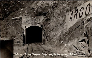 IDAHO SPRINGS, COLORADO - ENTRADA AL TÚNEL DE LA MINA ARGO - ANTIGUA POSTAL CON FOTO REAL - Imagen 1 de 2