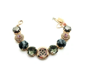 Bracelet By Mariana Woman Beautiful Snowflake Obsidian and Black Dimond Swaro... - Picture 1 of 6