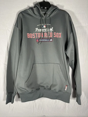Boston Red Sox Pullover Hoodie Men's L Majestic Authentic Collection MLB Gray Cover