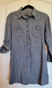 Anthropologie Fei Blue Denim Long Chambray Tunic Top Shirt Dress Size XS - Picture 1 of 4