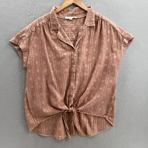 Blusa Jane and Delancey de algodón marrón para mujer talla grande con cuello inferior - Imagen 1 de 8