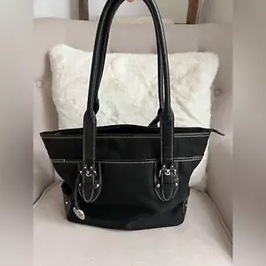Pre-Owned Etienne Aigner Black Striped Shoulder Handbag - Picture 1 of 13