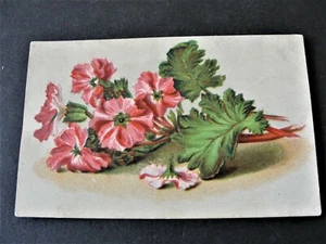Victorian Ephemera- Christmas Time, Flowers on the table -1800s Trade Card. - Imagen 1 de 2