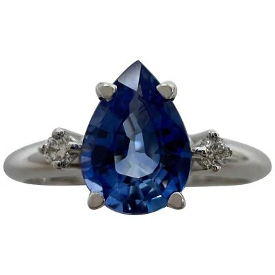 Cornflower Blue 1.00ct Ceylon Sapphire & Diamond 18k White Gold Trilogy Ring - Image 1 of 4