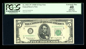 DBR 1950-D $5 FRN Philadelphia STAR Fr. 1965-C* PCGS App XF-40 Serial C10469293* - Picture 1 of 2