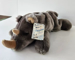 Rare A&A Plush Gray Rhino Stuffed Animal Beanie 10" Rhinoceros Beige Horns - Picture 1 of 9