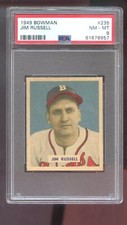 1949 Bowman #235 Jim Russell PSA 8 Graded Baseball Card MLB Boston Braves