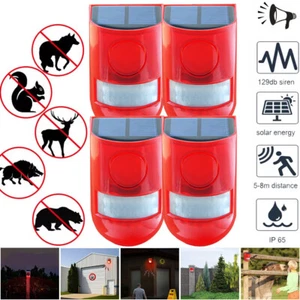 4X Alarma Solar Luz LED Solar Estroboscópico Inalámbrico Sensor de Movimiento Detector Exterior - Imagen 1 de 11