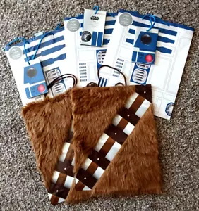 Disney Star Wars Furry Chewbacca and R2-D2 Large Paper Gift Bag Handles Hallmark - Picture 1 of 10