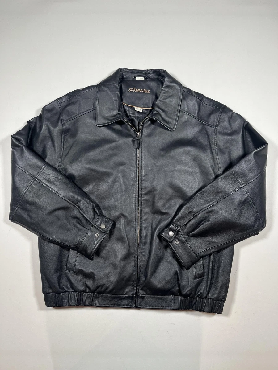 【雰囲気系】ST.JOHN'S BAY Leather Jacket 80s 🕶St Johns Bay leather jacket • mens XXL • swipe for a close up