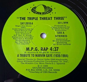 The Triple Threat Three - M.P.G. 12" Single - 1985 Saturn Records - Picture 1 of 10