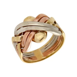 Gebrauchter Puzzle-Ring 9 kt Gelbgold & Weißgold Größe: P 9 kt Gold für Ihn - Bild 1 von 2