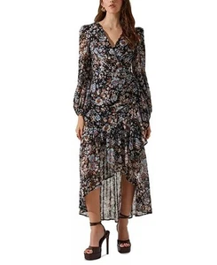 ASTR the Label Nalani Dress in Black & Blue Floral Size L / NEW READ - Picture 1 of 5