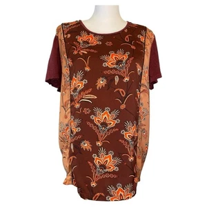 Scotch & Soda Leinen/Polyester Blumenmuster Top Loose Fit Kurzarm Gr. L - Bild 1 von 9