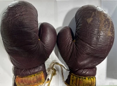 Guantes de Boxeo Vintage Everlast Rojo Borgoña Cuero - 14 OZ Años 50’s-60’s? Foto 1 de 4