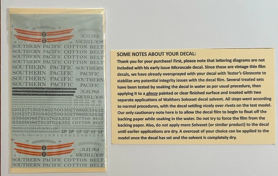 MICROSCALE N DECAL-SOUTHERN PACIFIC/COTTON BELT BLK WIDOW LOCOS *SEE NOTE BELOW* - Image 1 of 1