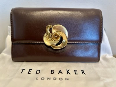 Bandolera Ted Baker London Kira Cuero Marrón Rosa Cierre Cadena Foto 1 de 4