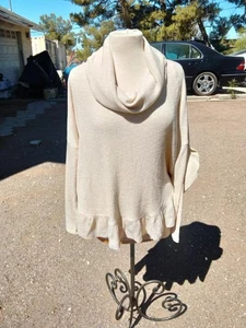 Anthropologie 9-H15 STCL Wasserfallausschnitt Pullover XS:S Metallic Rüschen Sand Zobel - Bild 1 von 10