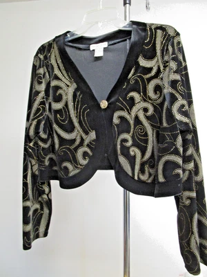 Notations Formal Dressy Cropped Velvet Glitter Jacket Size 1X - Image 1 of 4