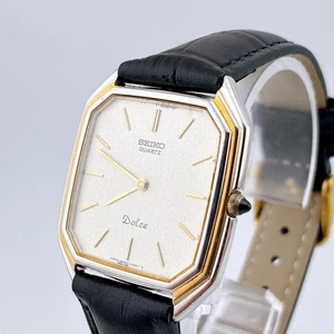 Reloj SEIKO DOLCE Cuarzo Octágono 6020 5930 Genuino Acero Inoxidable Oro Plata - Imagen 1 de 12