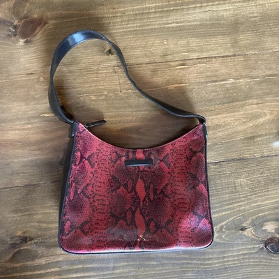 Vintage Red Black Faux Snakeskin Esprit Purse Shoulder Bag - Image 1 of 4