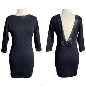 Vintage 90er Kleid Schwarz Tief Cut Rücken Schleife Detail Cocktail LBD Party M - Bild 1 von 10