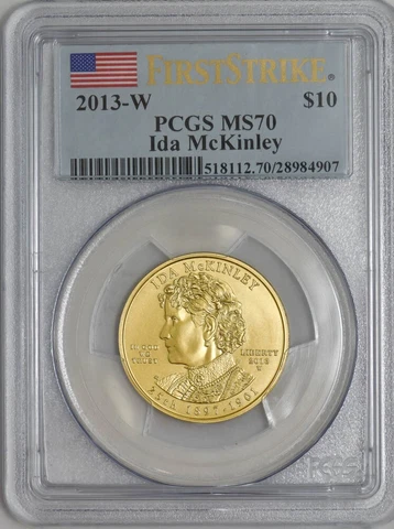 2013-W $10 Ida McKinley First Strike Spouse Gold MS70 PCGS 927341-18 Cover