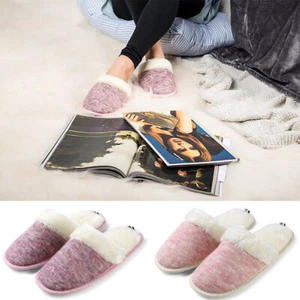 Aerusi Women Slip On Winter Warm Fuzzy Faux Fur Slippers Memory Foam House Shoes - Picture 1 of 22