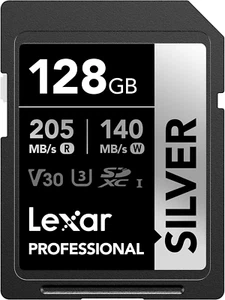 128GB Professional Silver SDXC Memory Card, UHS-I, C10, U3, V30, 4K Video, up to - Picture 1 of 12