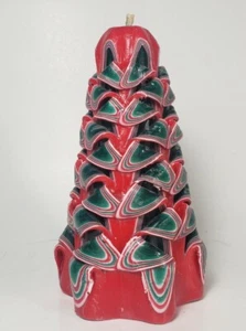 Vela estilo cinta tallada árbol de Navidad Jasco arte navideño vintage años 80 5"" Usada en excelente condición - Imagen 1 de 9