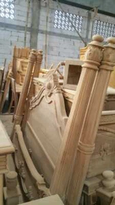 6' Super King Teak Wood  French half Four poster floral designer canopy bed oak - Picture 1 of 12