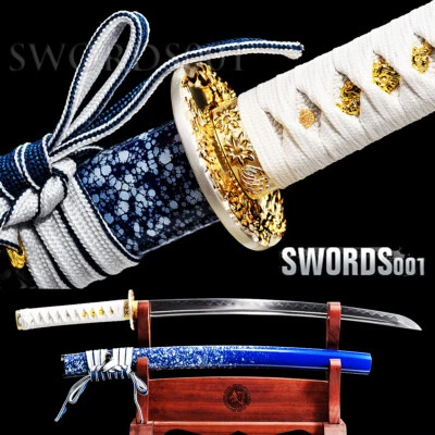 Espada Wakizashi Samurai Japonesa Templada Arcilla Pulida a Mano T10 Acero al Carbono Foto 1 de 4