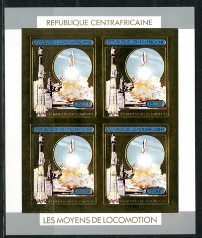 Center Africa 1982 Space Rocket Shuttle Nasa Gold Foil Michel 832 B Value 140e Cover