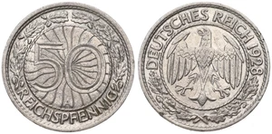 Germany - 50 pfennig German Reich KM# 49 Reichspfennig various years - Picture 1 of 45