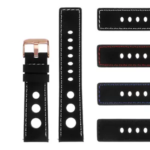 StrapsCo Rubber Rally Racing Watch Band w Rose Gold Buckle - Quick Release Strap - Picture 1 of 16