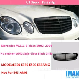 Black No Emblem Front Grill Grille For MERCEDES W211 E320 E350 E500 2002-06 - Bild 1 von 7