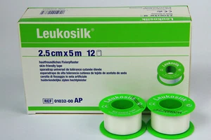 (0,65€/M) 12 Rollen Leukosilk Rollenpflaster ohne Schutzring 2,50cmx5m weiß - Bild 1 von 1