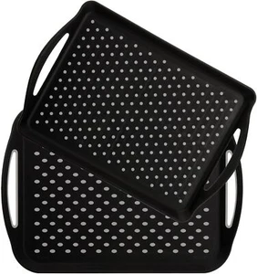 2 Pack Non Slip Serving Tray With Handle Plastic Cafeteria Tray Fast Food Servin - Picture 1 of 6