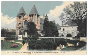 LE MANS 72 Notre Dame de la Couture et Square Préfecture CPA animée écrite~1910 - Picture 1 of 2