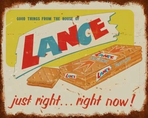 LANCE TOASTCHEE CRACKERS 15" HEAVY DUTY USA MADE METAL AGED ADVERTISING SIGN - Picture 1 of 1