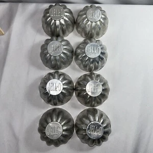 Vintage ALUMINUM 3" X 2” JELL-O MOLDS Set of Eight Fluted - Picture 1 of 13