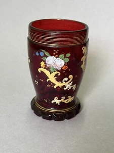 Biedermeier Fussbecher Ranftbecher Wohl Böhmen Ca. 1850 Rubinrot - Bild 1 von 6
