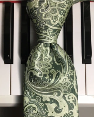 BERGAMO - NEW YORK / Fresh Shades of Green Exotic Floral Fantasty Poly Tie - Image 1 of 4