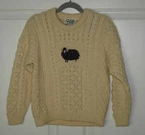 VTG NEW Boy Girl Carraig Donn Ivory Cable Knit Sweater Mountain Sheep 6/7-L - Picture 1 of 6