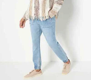 Laurie Felt Daisy Denim Jogginghose - Indigo Waschungen Neu mit Etikett A399726 QVC - Bild 1 von 5