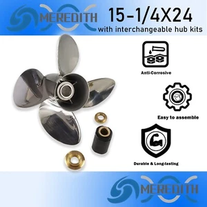 15-1/4"x24" Stainless Steel Outboard Prop for Mercury90-300HP,15 Spline Tooth,RH - Picture 1 of 9